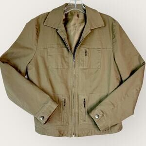 Via Seta Womens Zip Up Utility Short Jacket Boyfriend Size S/M Brown Long Sleeve